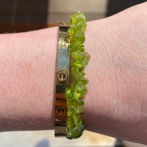 NEW⚡️Genuine PERIDOT nugget stretch bracelet 💚